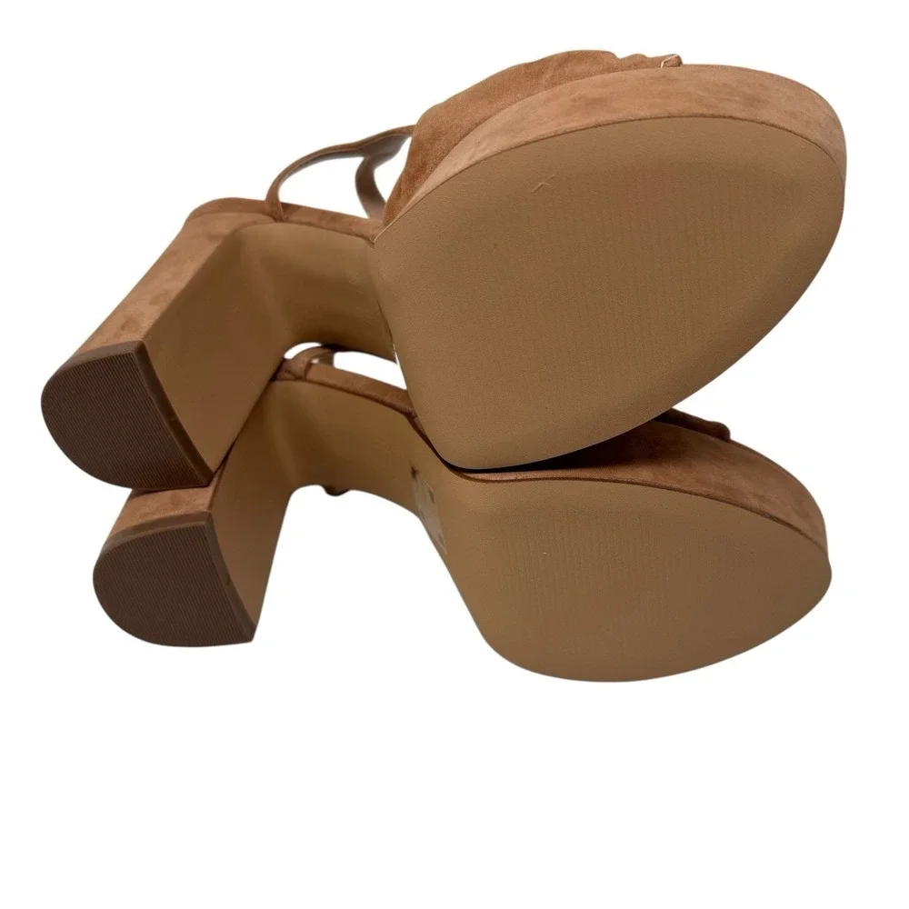 Draper James Paloma Platform Heel Tan Sandal Suede Size 8.5 Heels‎ 90s Y2K